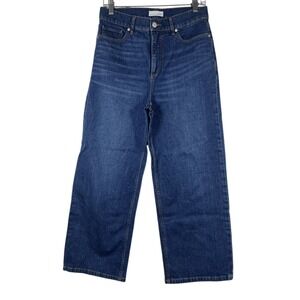 Ann Taylor LOFT Sz 4 27 The Wide Leg‎ Crop Jeans High Rise Med Blue Denim LNWOT